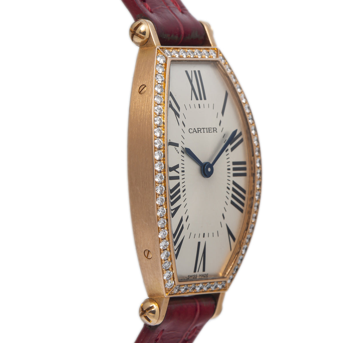 Cartier Tonneau 2791 WE400331 18k Rose Gold Factory Diamond Manual Watch 21x39mm