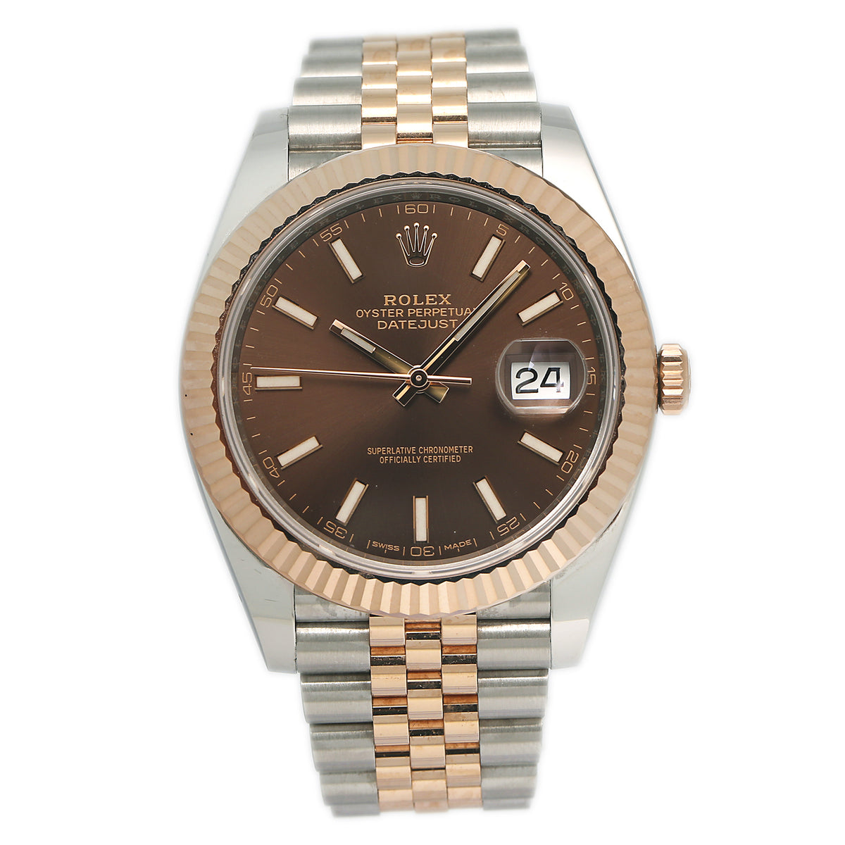 Rolex Datejust 126331 18k Rose Jubilee Chocolate Dial Watch 41mm 2017 Complete