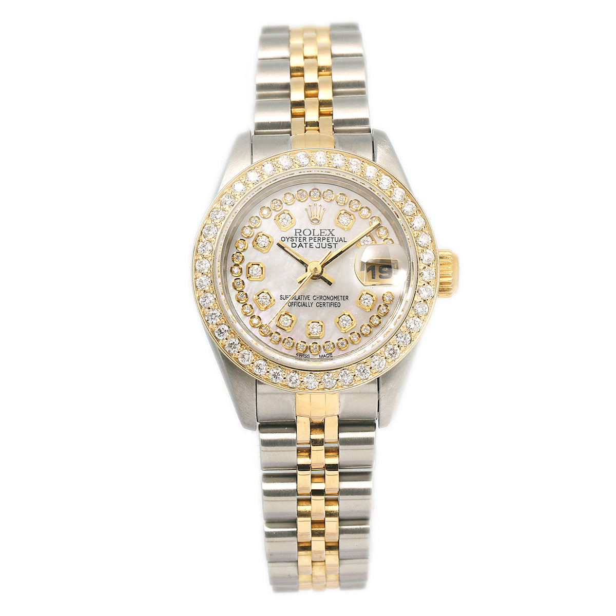 Rolex DateJust 69173 18k Yellow Jubilee Diamond MOP & Bezel Ladies Watch 26mm