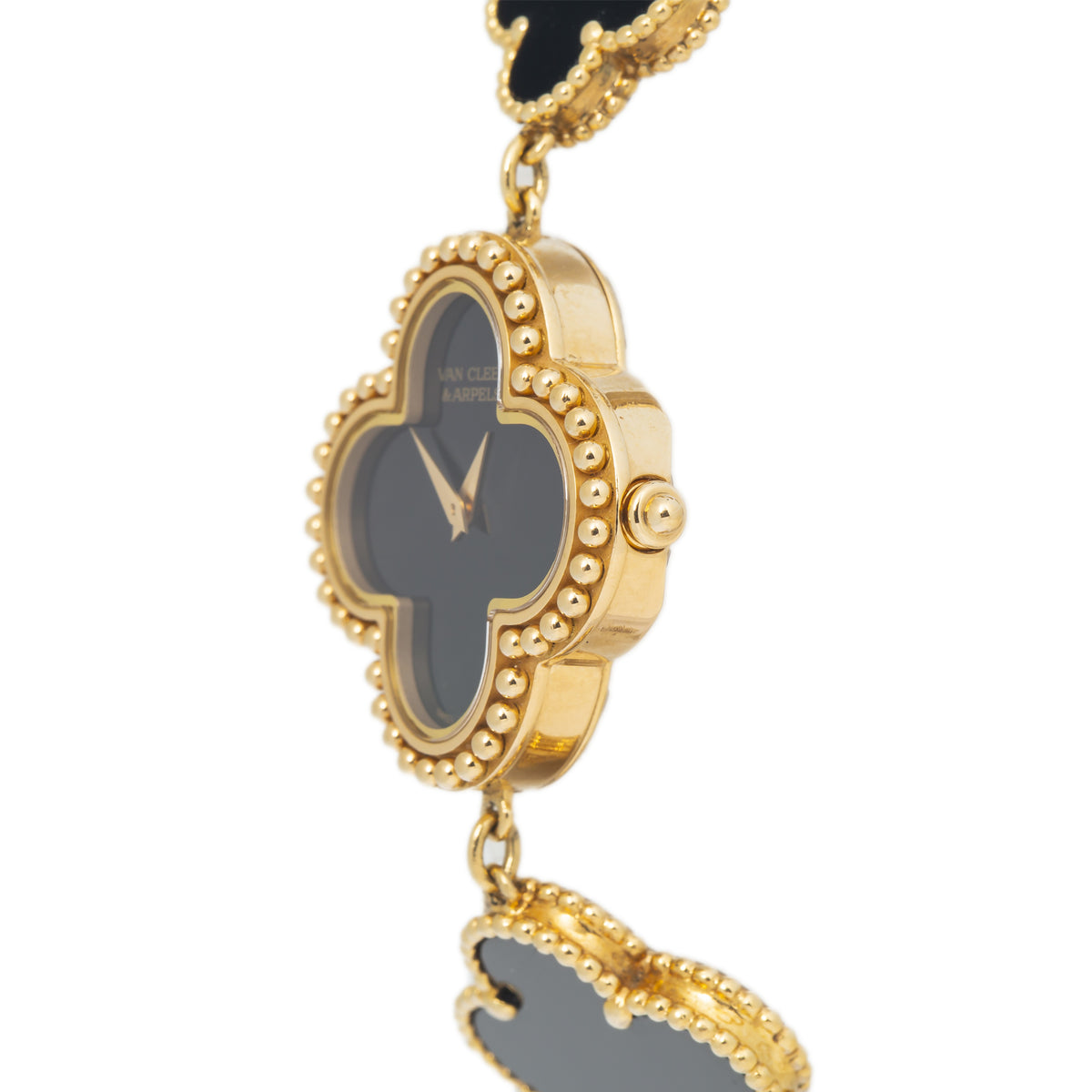 Van Cleef & Arpels Alhambra 136674 18k Yellow Gold Onyx Dial Ladie's Watch 26mm