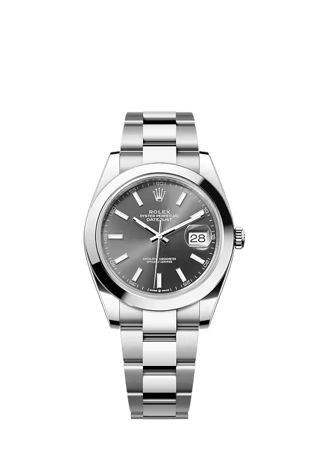 Rolex Datejust 126300 Stainless Steel Oyster Rhodium Grey Dial Men's Watch 41mm