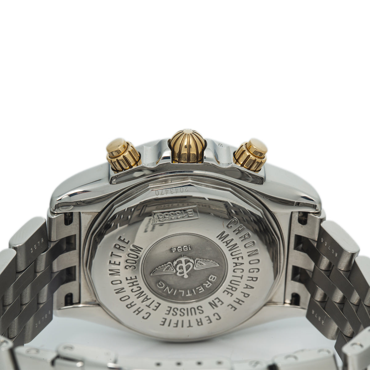 Breitling Chronomat Evolution B13356 Gold Steel Black Dial Watch 44mm Box&Paper