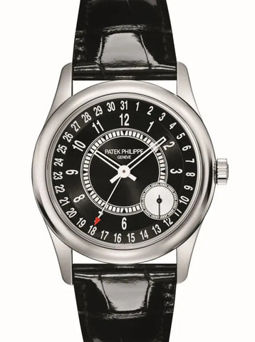 Patek Philippe Calatrava 6006G-001 18k White Gold Black Dial Watch 39mm Complete