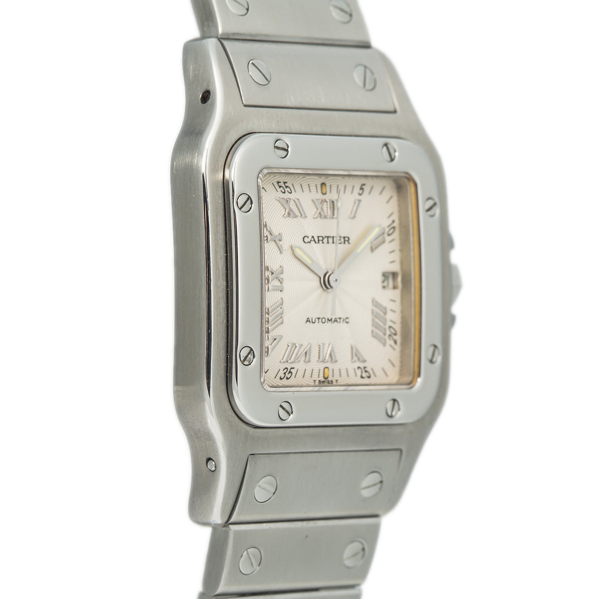 Cartier Santos Galbee W20040D6 2319 Steel Silver Dial Date Automatic Watch 29mm