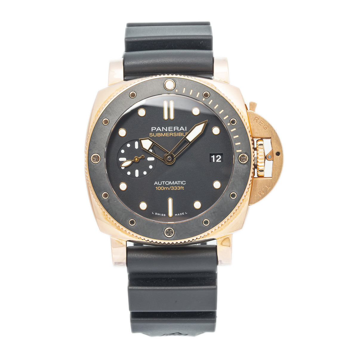 Panerai Submersible PAM00974 MINT 18k Rose Gold Black Dial Watch 42mm Box&Paper