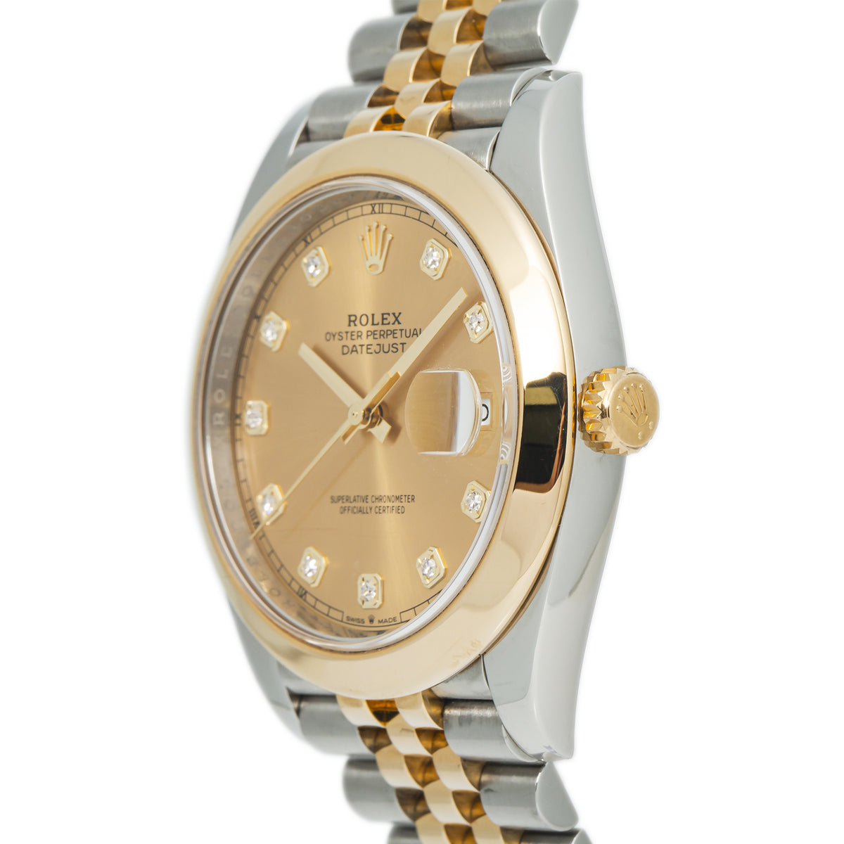 Rolex DateJust 126303 18k Yellow Gold Jubilee Champagne Diamond Dial Watch 41mm