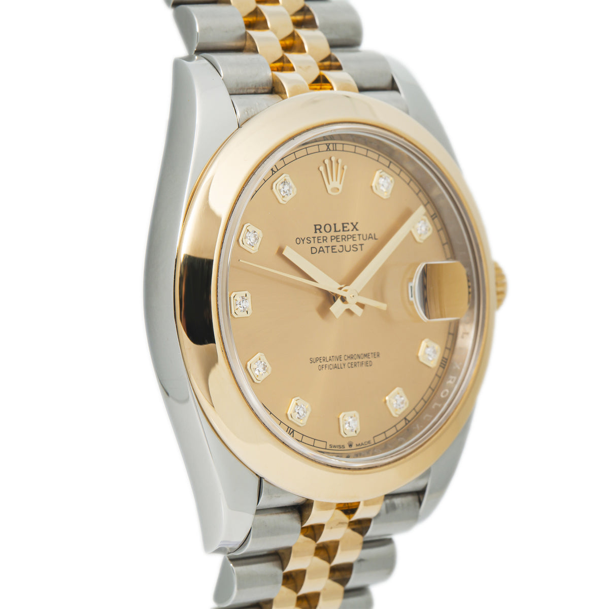 Rolex DateJust 126303 18k Yellow Gold Jubilee Champagne Diamond Dial Watch 41mm