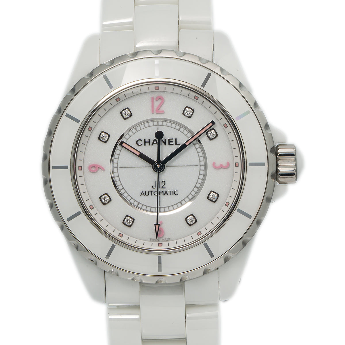 Chanel J12 H4864 Limited Edition White Ceramic Pink Light Automatic Watch 38mm