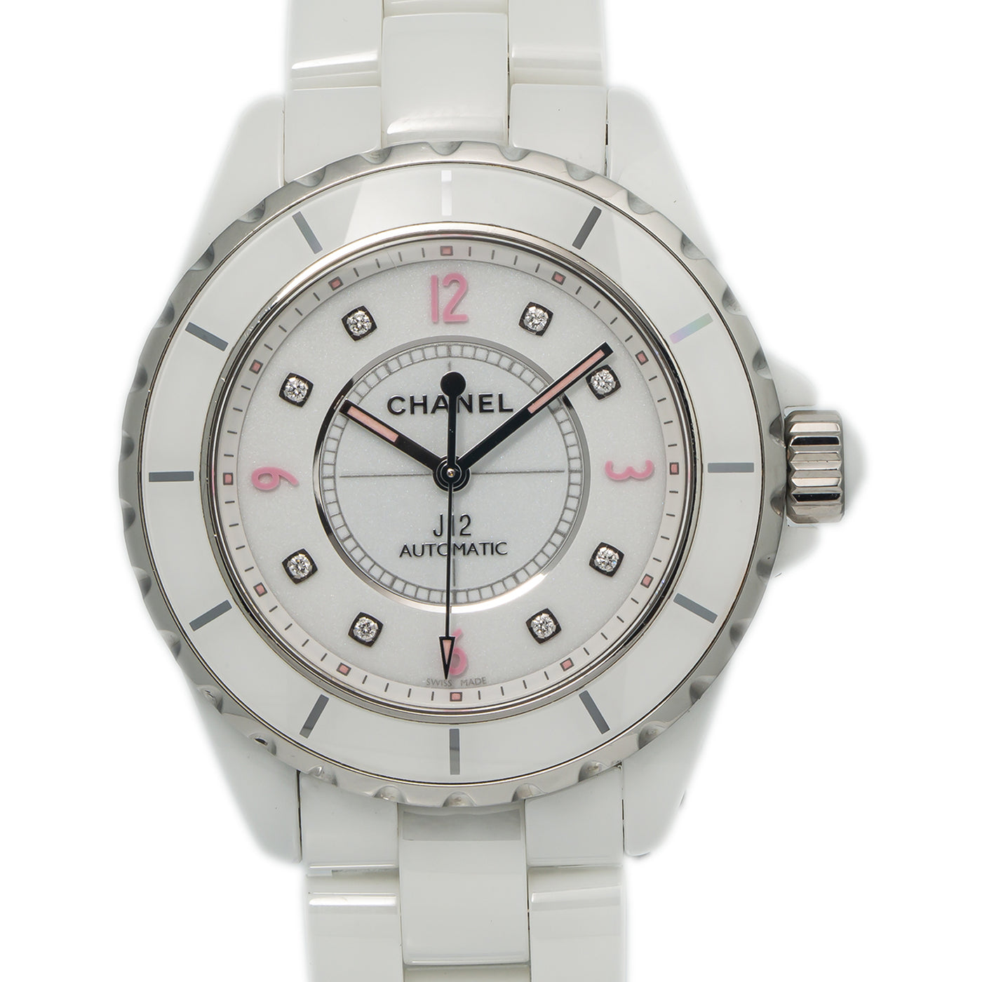 Chanel J12 H4864 Limited Edition White Ceramic Pink Light Automatic Wa –  Empire Time NYC