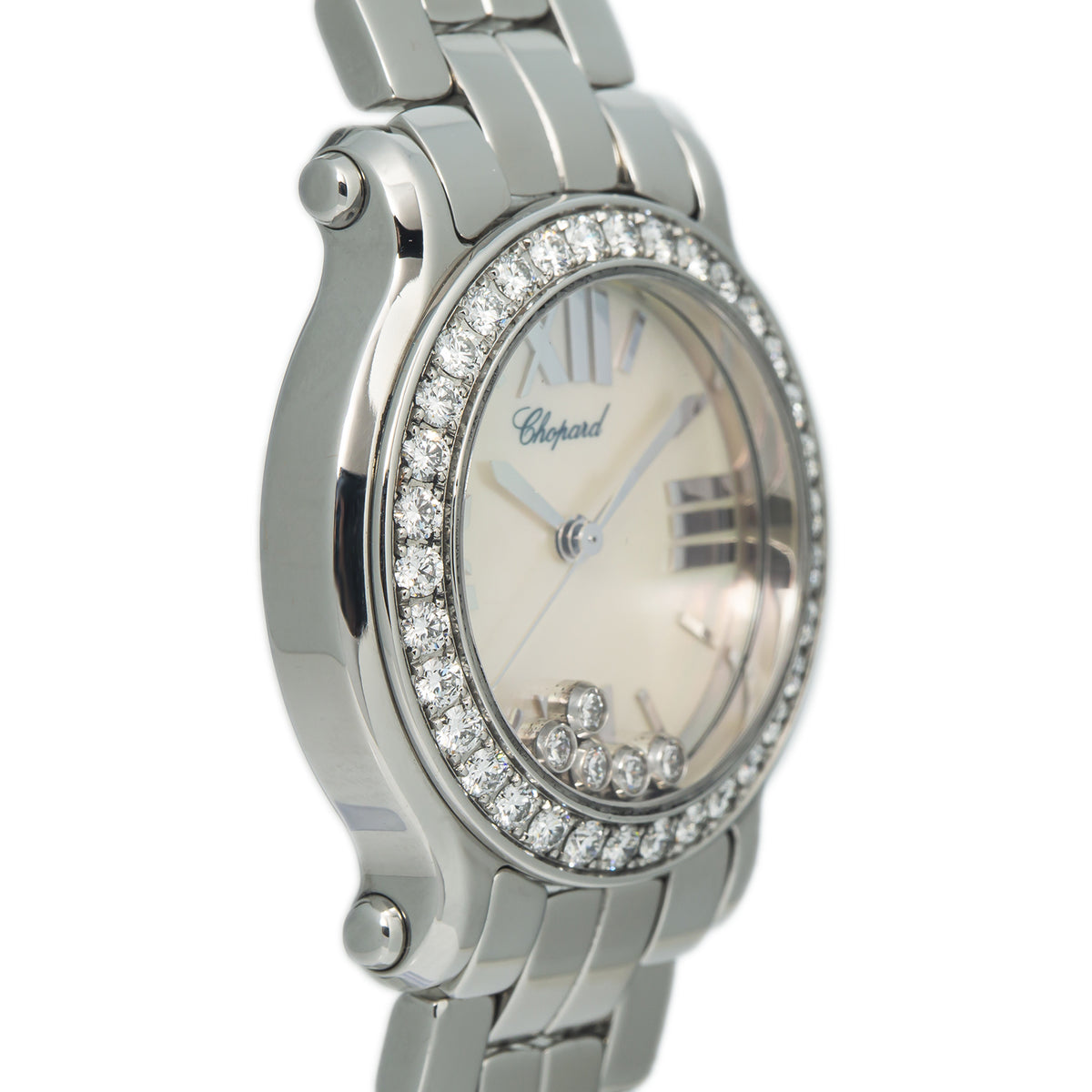 Chopard Happy Sport 8509 5 Floating Diamonds MOP dial Steel Quartz Watch 30mm