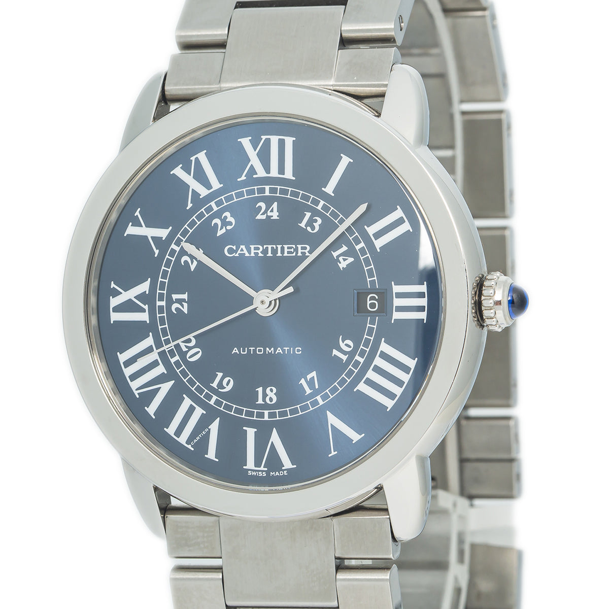 Cartier Ronde Solo WSRN0023 XL NEW Steel Blue Automatic Watch 42mm 2018 w/Paper