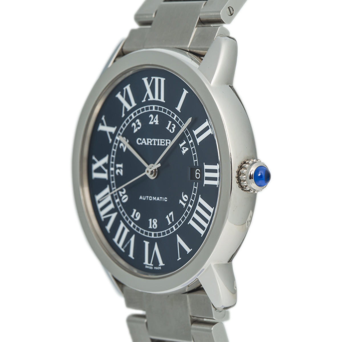 Cartier Ronde Solo WSRN0023 XL NEW Steel Blue Automatic Watch 42mm 2018 w/Paper