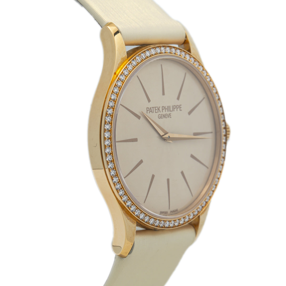 Patek Philippe Calatrava 4897R 18k Rose Cream Guilloched Dial Manual Watch 33mm