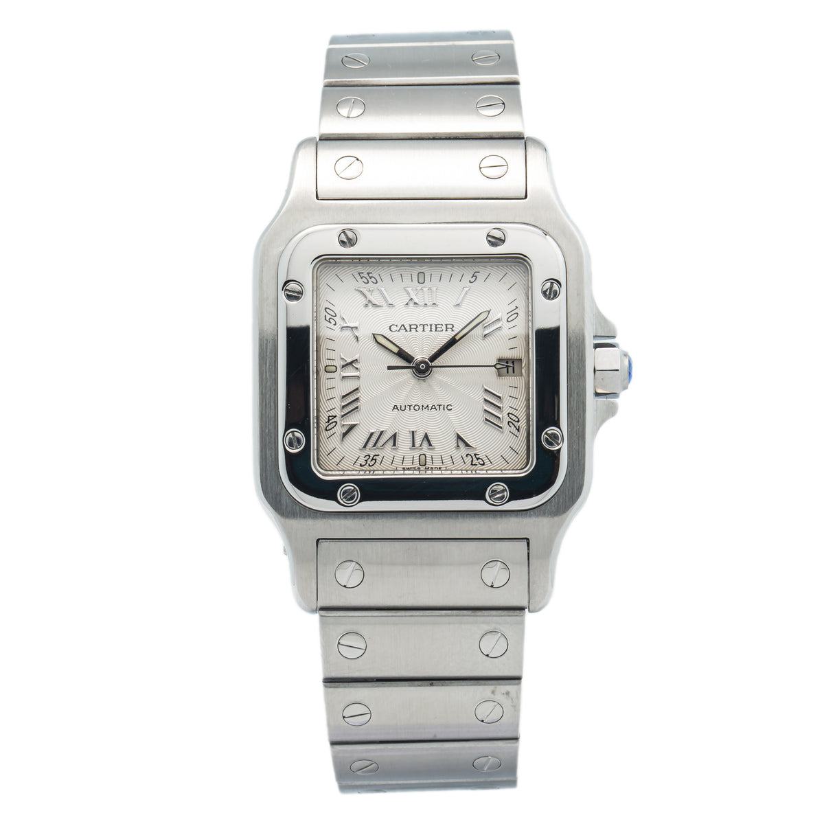 Cartier Santos Galbee W20040D6 2319 LM Steel Silver Dial Automatic Watch 29mm