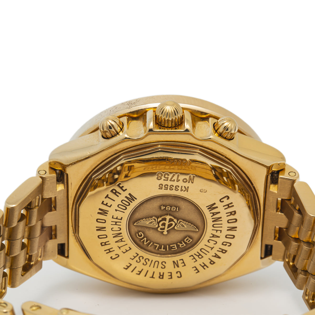 Breitling Crosswind K13355 5c7.6t Diamond Bezel 18k Yellow Cream Dial Watch 46mm