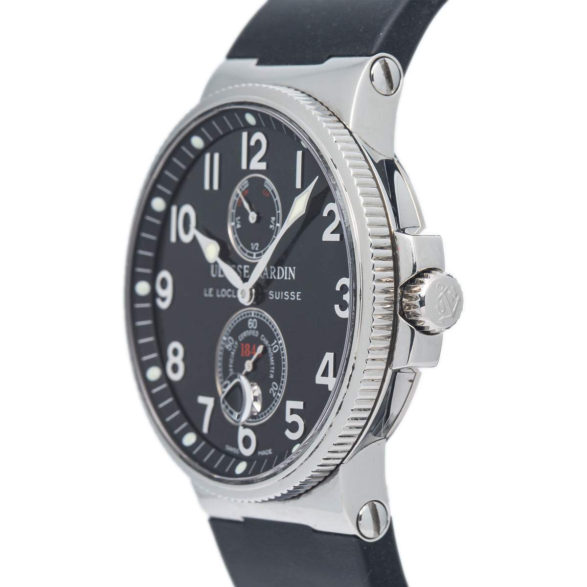 Ulysse Nardin Maxi Marine Chronometer 263-66 Steel Black Dial Auto Watch 41mm