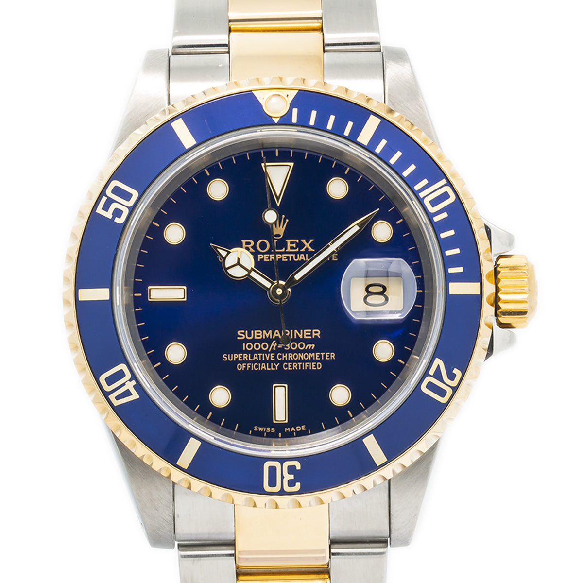 Rolex Submariner 16613 18k Gold Buckle Oyster Blue Dial Automatic Watch 40mm