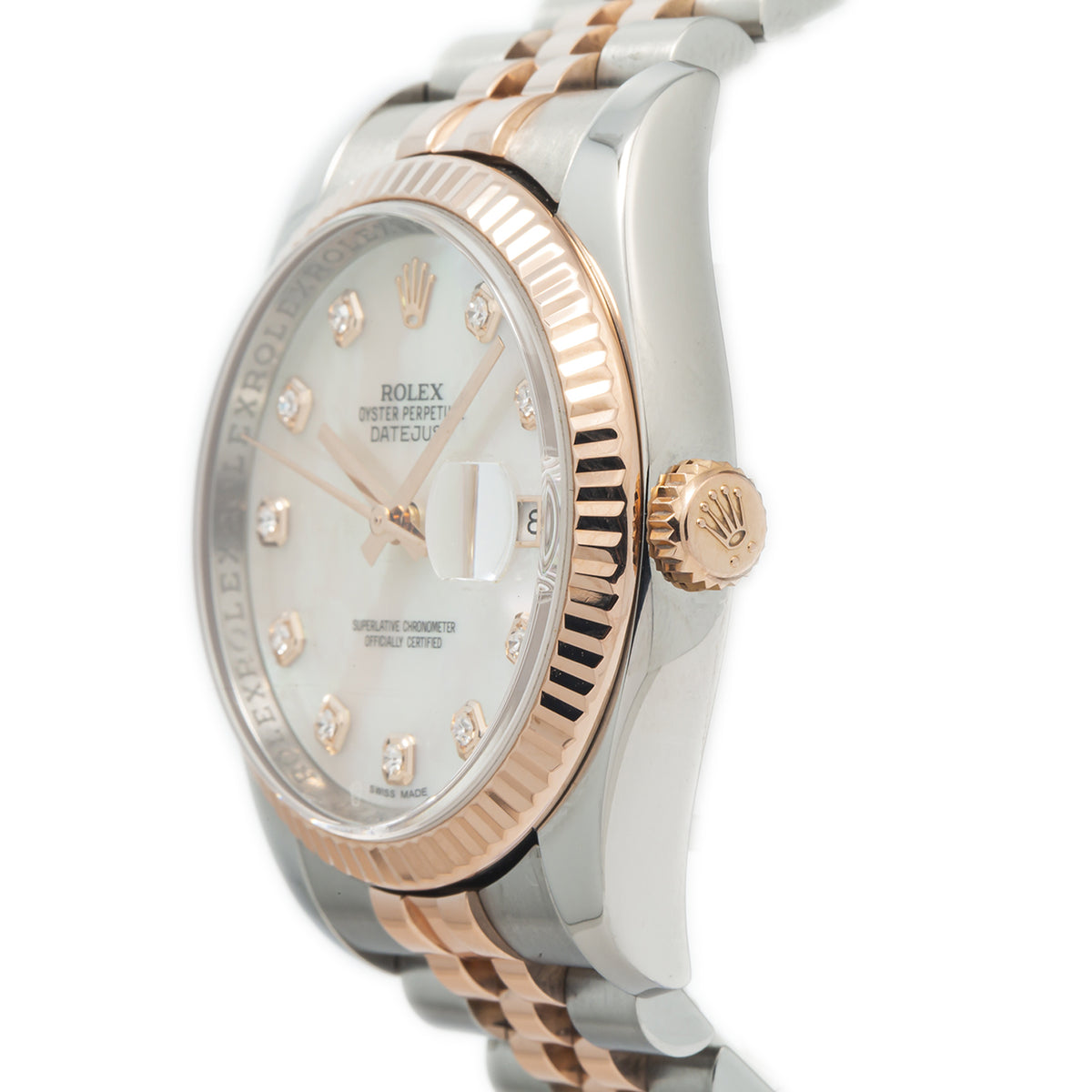 Rolex Datejust 116231 18k Rose Jubilee MOP Diamond Dial Watch 36mm 2015 Complete
