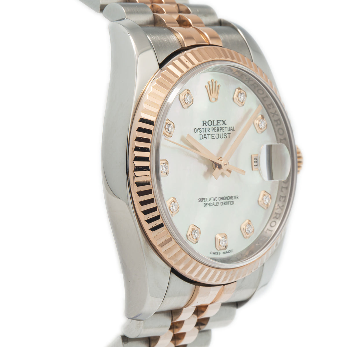 Rolex Datejust 116231 18k Rose Jubilee MOP Diamond Dial Watch 36mm 2015 Complete