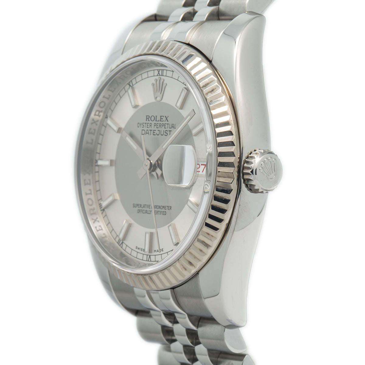 Rolex Datejust 116234 White Gold Bezel Red Roulette Steel Jubilee Watch 36mm