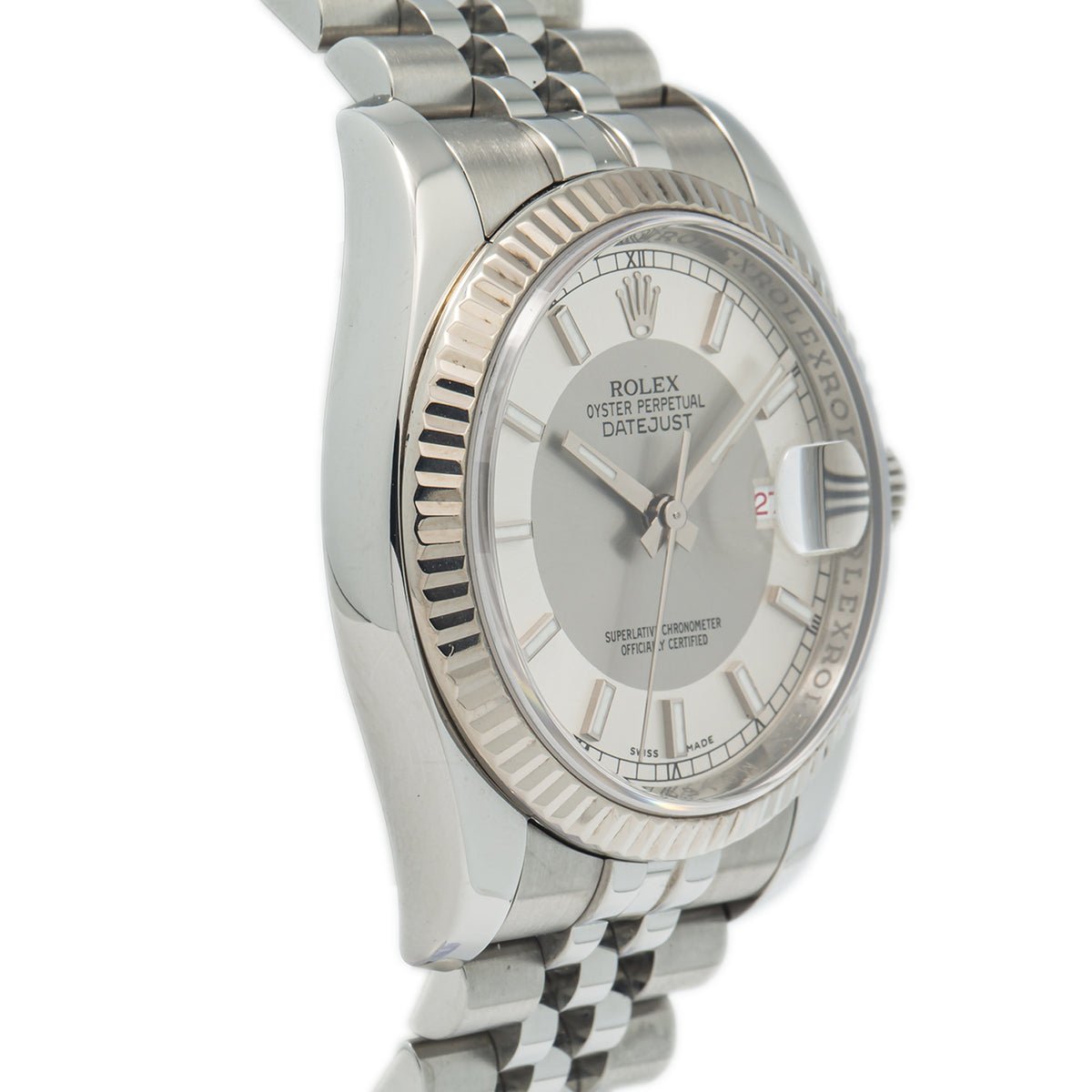 Rolex Datejust 116234 White Gold Bezel Red Roulette Steel Jubilee Watch 36mm