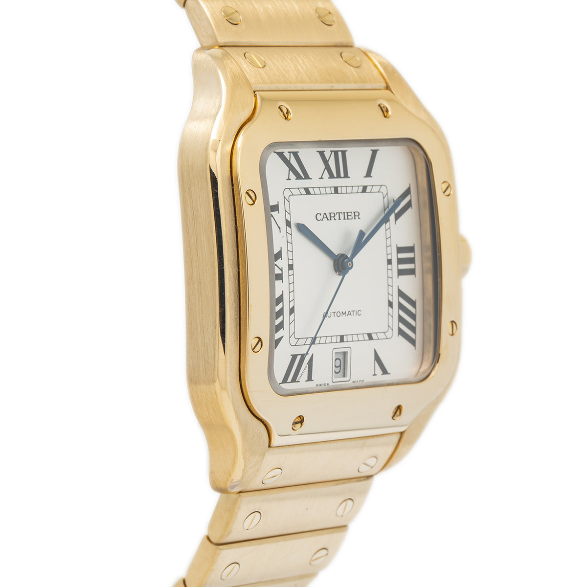 Cartier Santos WGSA0029 4070 Large 18k Yellow Gold Date Automatic Watch 40mm