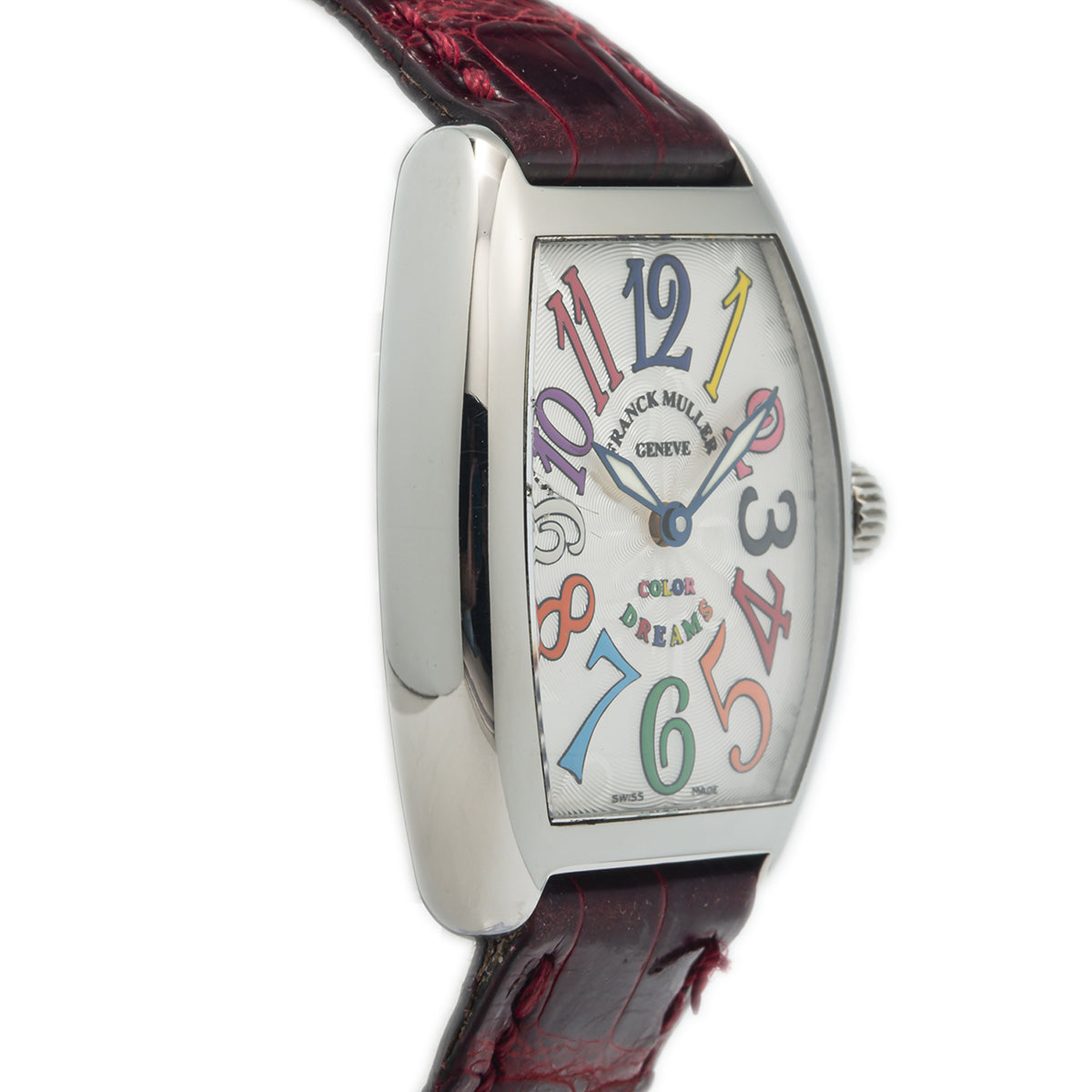 Franck Muller Color Dream 7502 Steel Burgundy Leather Quartz Watch 29mm