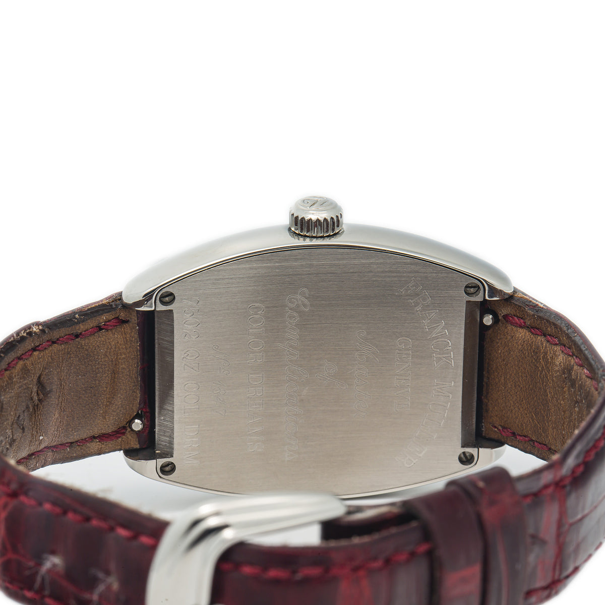 Franck Muller Color Dream 7502 Steel Burgundy Leather Quartz Watch 29mm