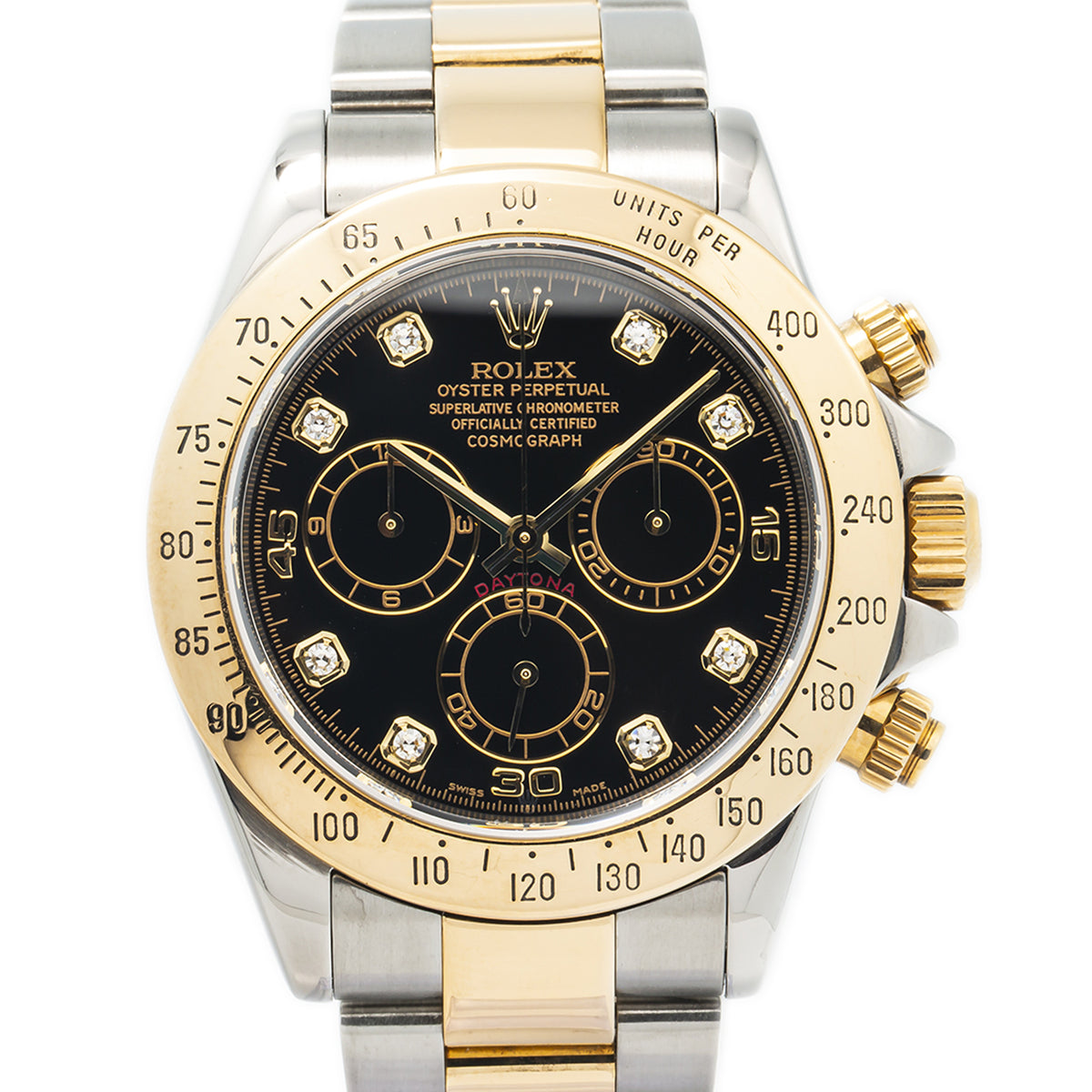 Rolex Daytona 116523 Rehaut Engraved Fat Buckle 18k Black Diamonds Watch 40mm