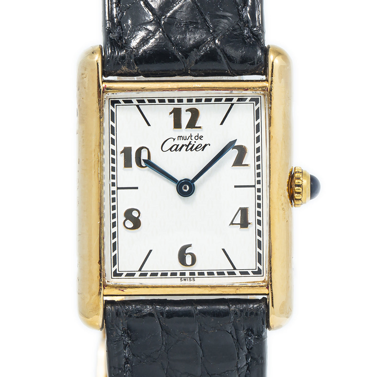 Cartier Tank Vermeil 590005 RARE 925 Gold Plated White Dial Quartz Watch 23x30mm
