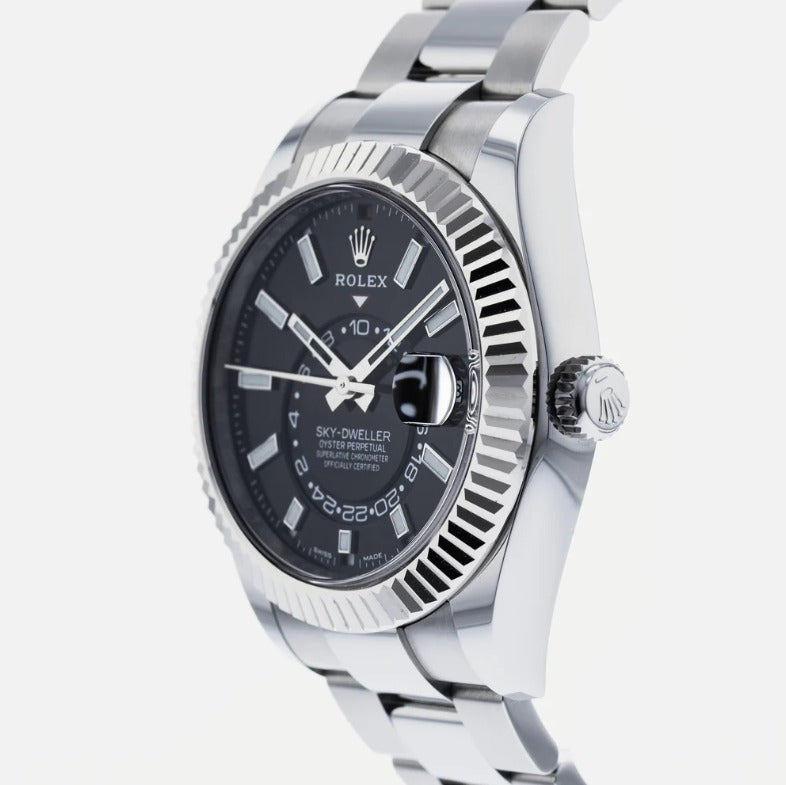 Rolex Sky-Dweller 326934 NEW 2023 White Gold Steel Black Dial Watch 42mm FullSet