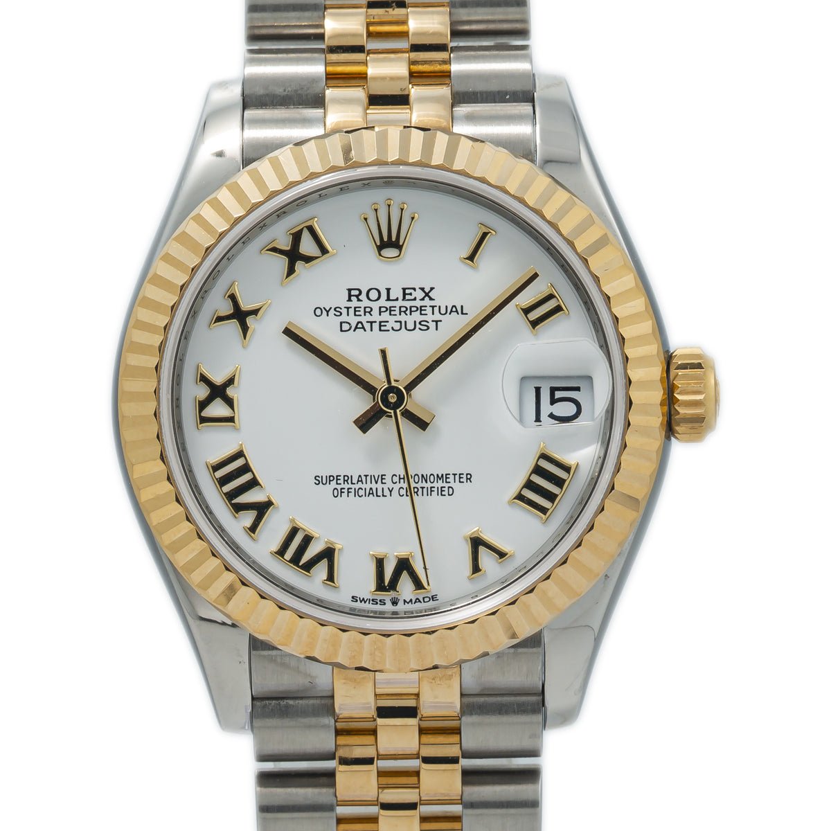 Rolex Datejust 278273 18k Yellow Gold Jubilee Roman White Dial Ladies Watch 31mm