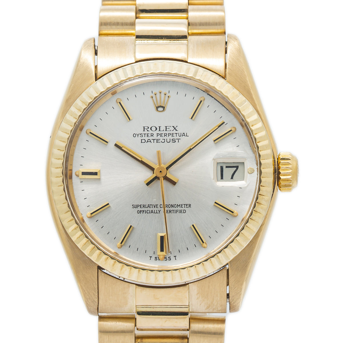 Rolex Datejust 6827 18k Yellow Gold President Silver Dial Ladie's Watch 31mm