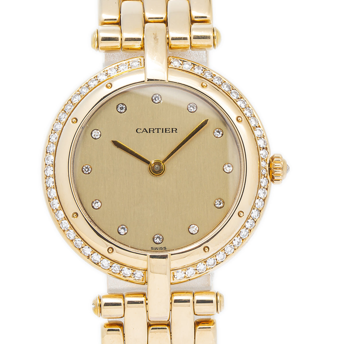 Cartier Panthere Vendome 18k Yellow Gold Factory Diamonds Quartz Watch 30mm