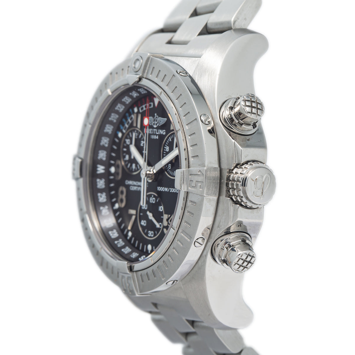 Breitling Avenger Seawolf A73390 Stainless Steel Black Dial Quartz Watch 45mm