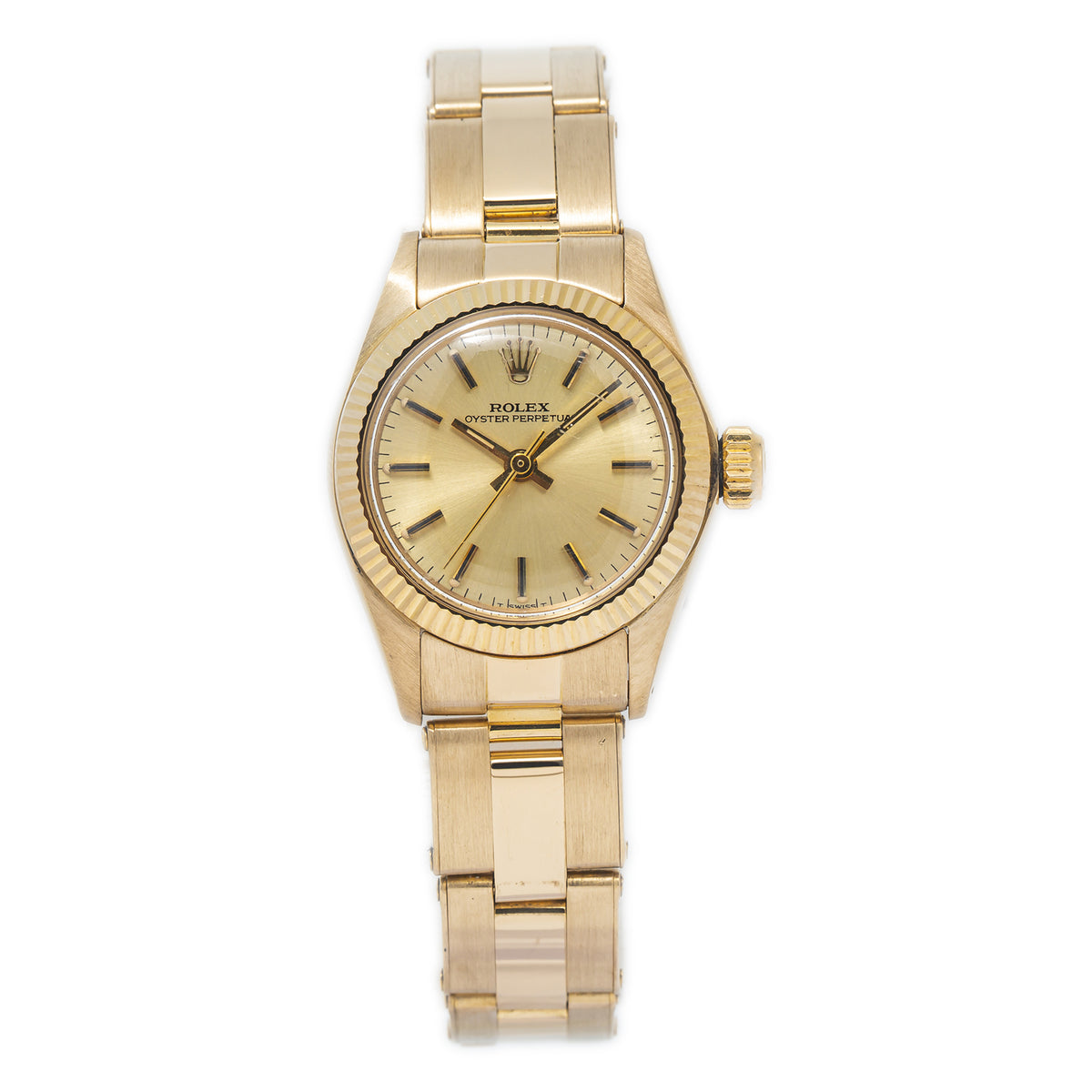Rolex Oyster Perpetual 6719 18k Yellow Gold Oyster Champagne Dial Watch 26mm