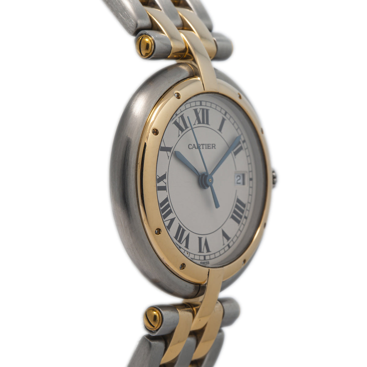Cartier Panthere 183964 18k Yellow Gold Steel Roman White Dial Quartz Watch 30mm