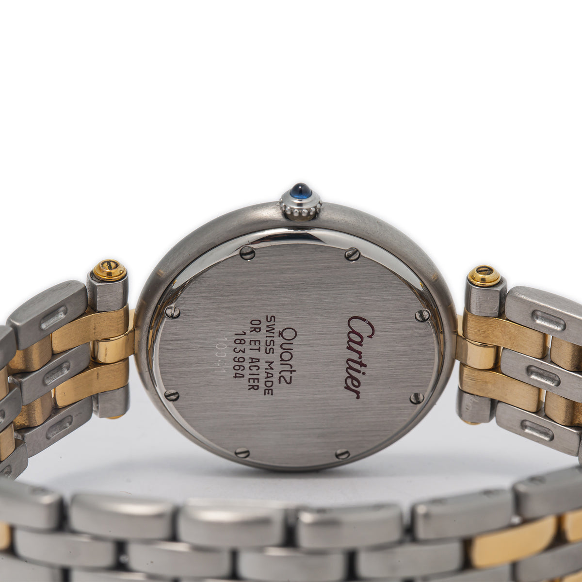 Cartier Panthere 183964 18k Yellow Gold Steel Roman White Dial Quartz Watch 30mm