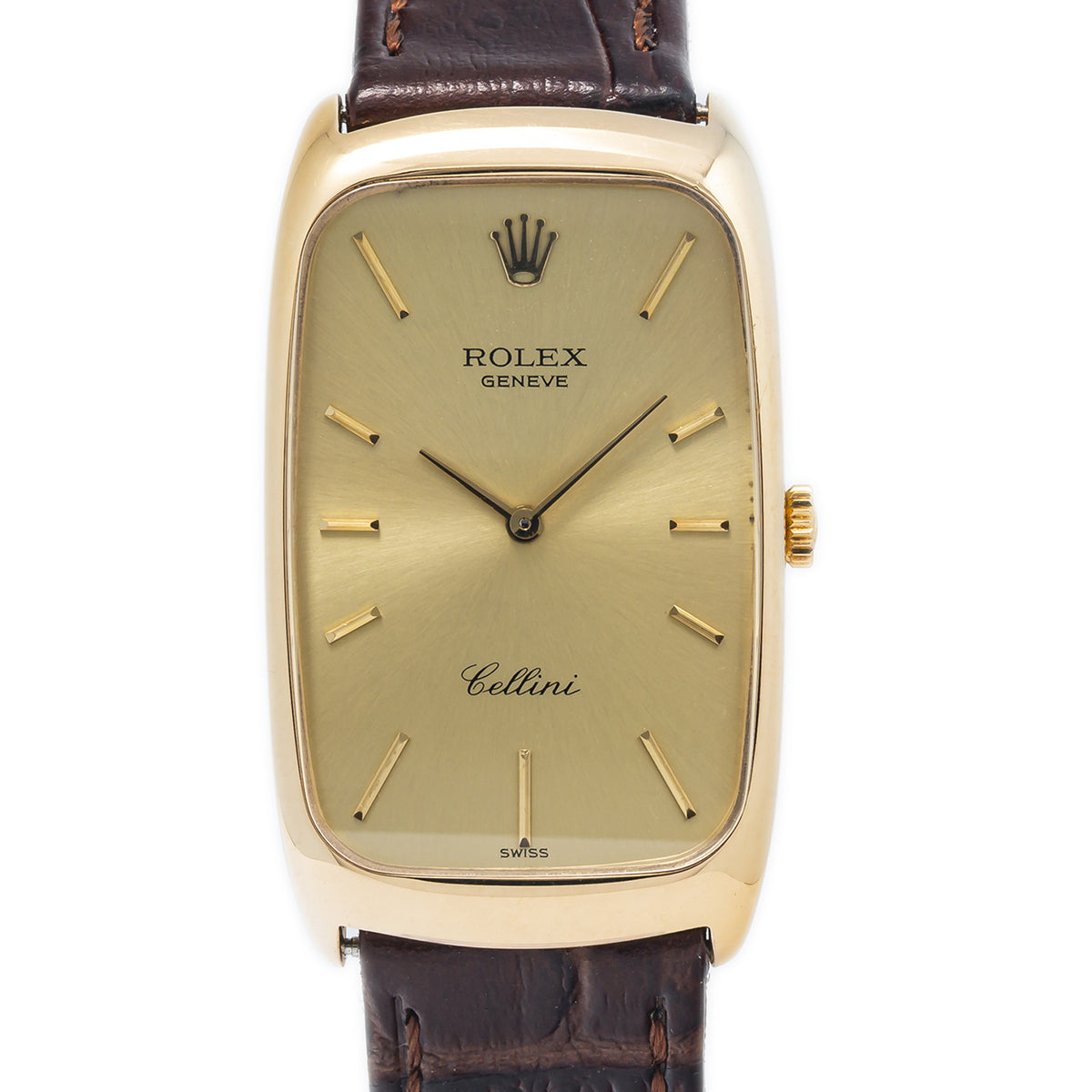 Rolex Cellini 4136 MINT 18k Yellow Gold Champagne Dial Manual Watch 25x41mm