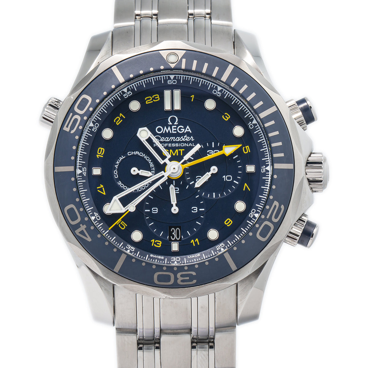Omega Seamaster Diver 212.30.44.52.03.001 GMT 300M Chrono Blue Dial Watch 44mm