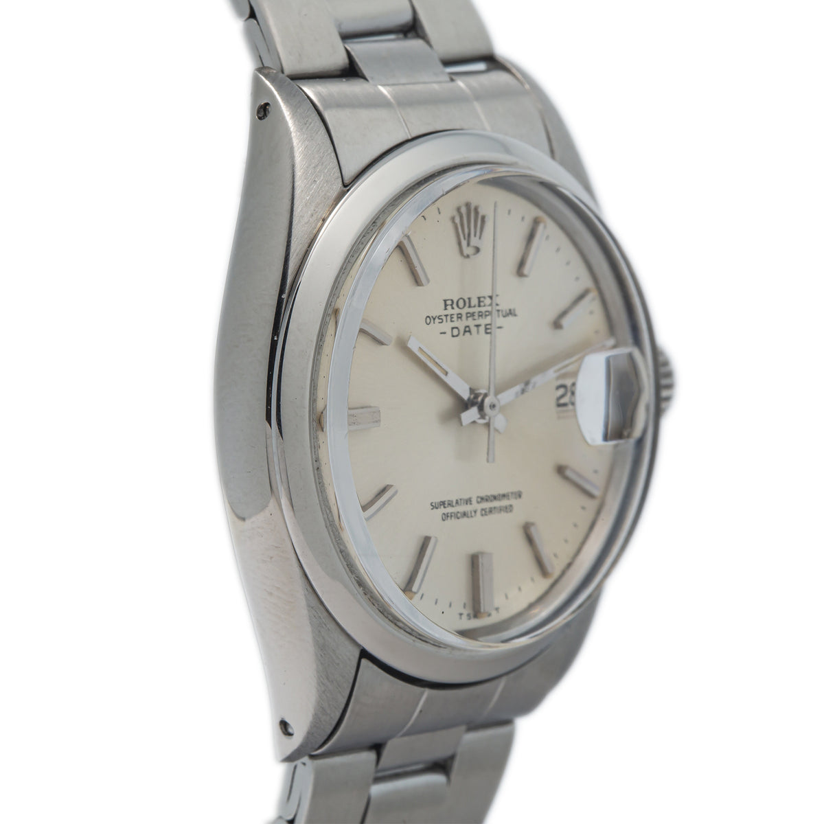 Rolex Oyster Perpetual Date 1500 StainlessSteel Silver Dial Automatic Watch 34mm