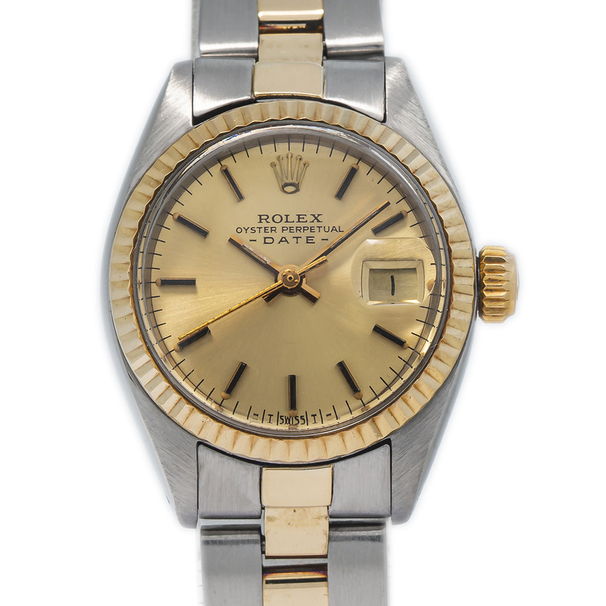 Rolex Date 6917 with Paper 1979 18k Yellow Gold Oyster Champagne Dial Watch 26mm