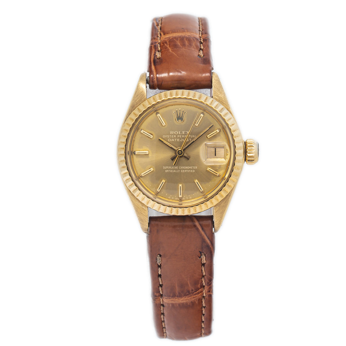 Rolex Datejust 6917 18k Yellow Gold Champagne Dial Automatic Ladies Watch 26mm