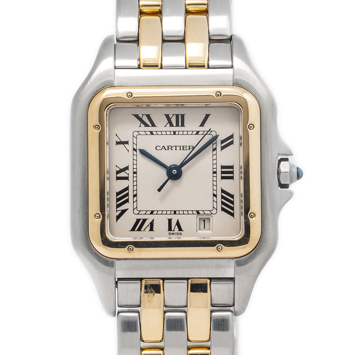 Cartier Panthere 1100 W25028B6 Midsize 18k Yellow Gold Steel Quartz Watch 27mm