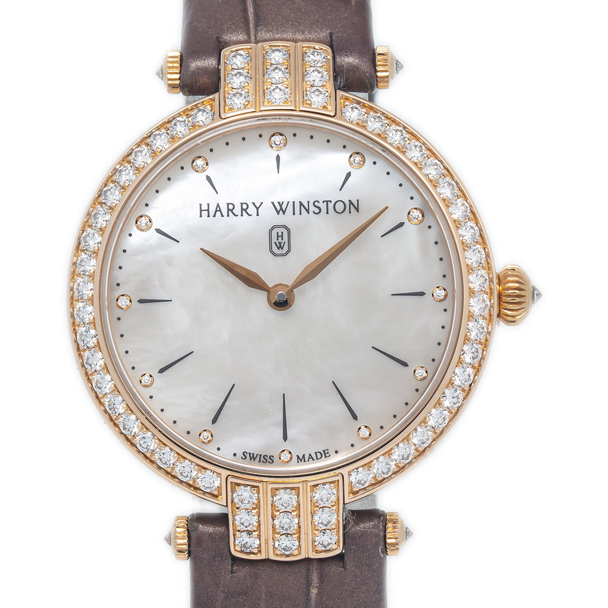 Harry Winston Premier PRNQHM31RR003 18k Rose Gold MOP Dial Quartz Watch 31mm