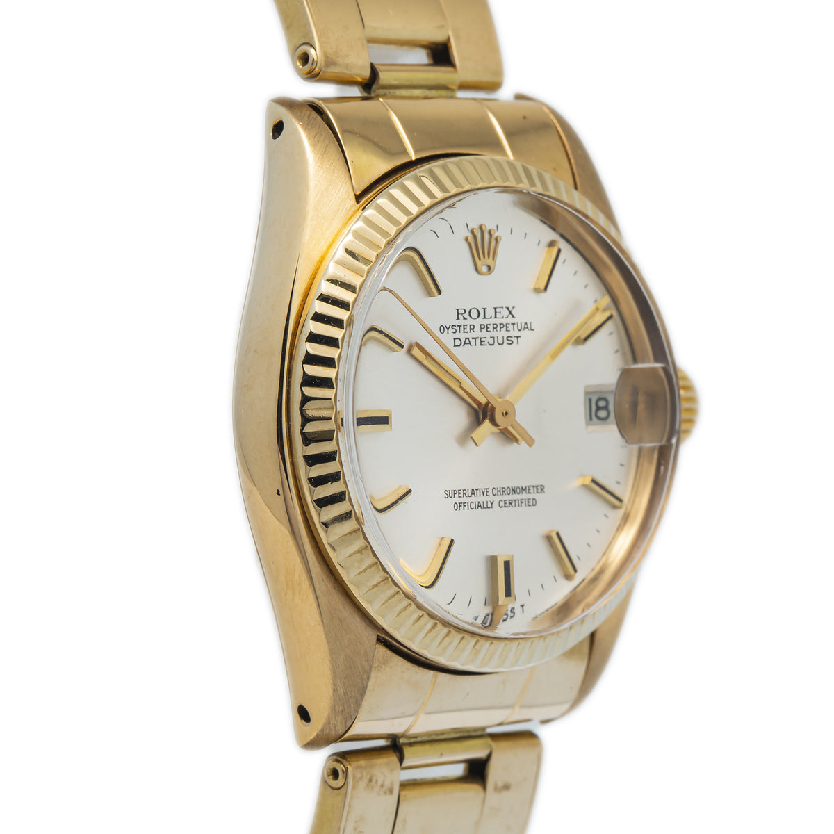 Rolex Datejust 6827 18k Yellow Gold Oyster Silver Dial Auto Ladies Watch 31mm