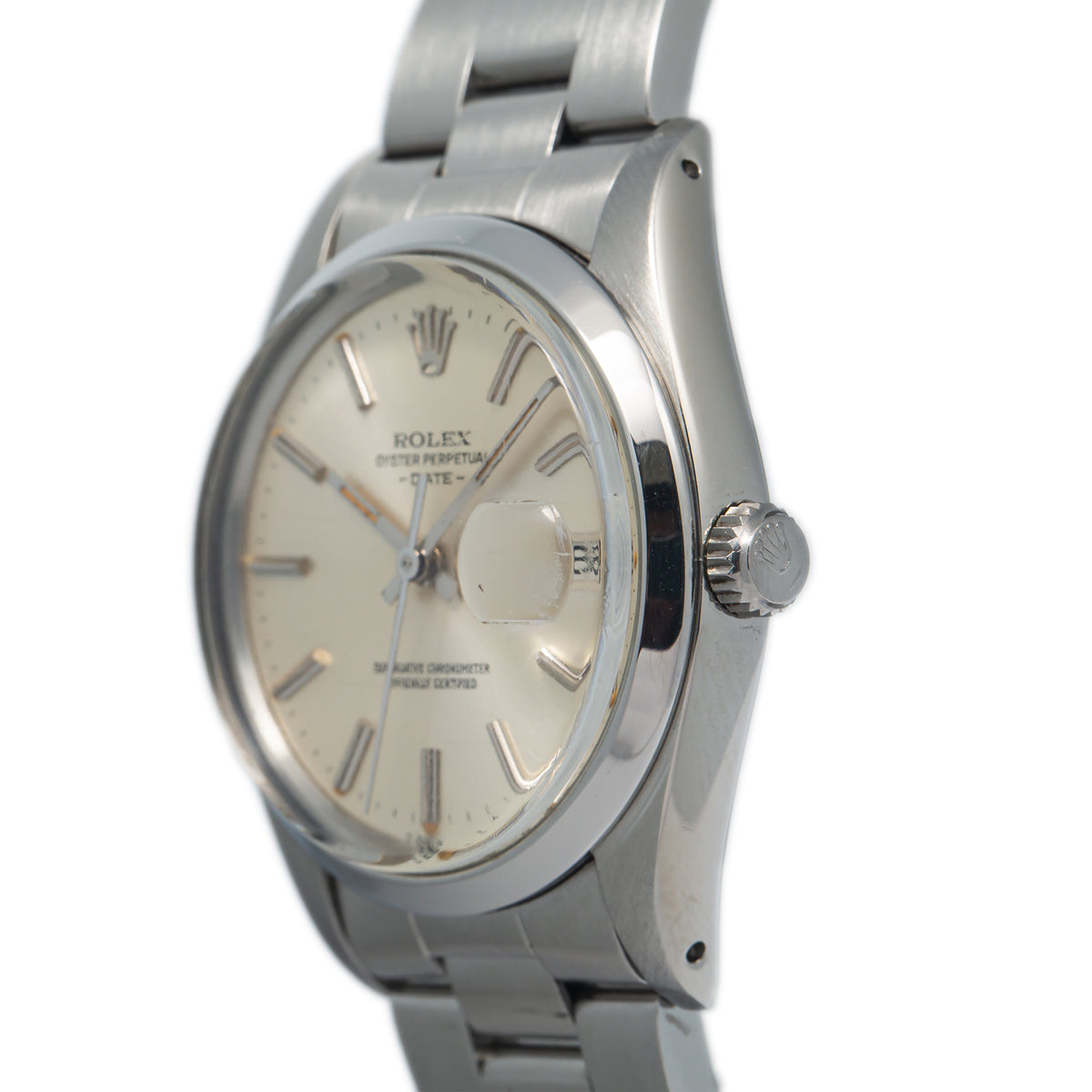 Rolex Oyster Perpetual Date 15000 With Paper Index Silver Dial Men's Watch 34mm