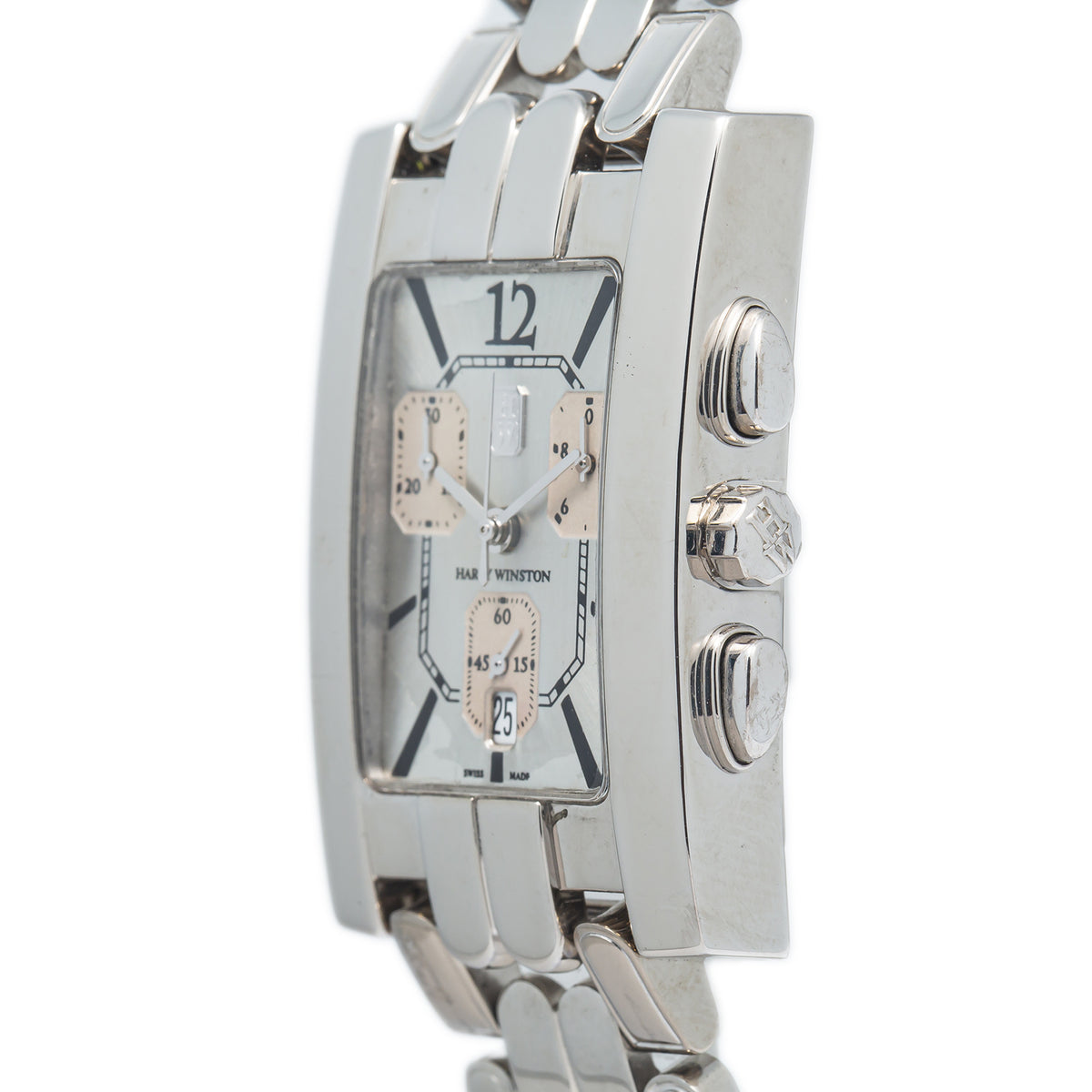 Harry Winston Premier 310UCQW 18k White Gold Quartz Silver Dial Watch 27x42mm