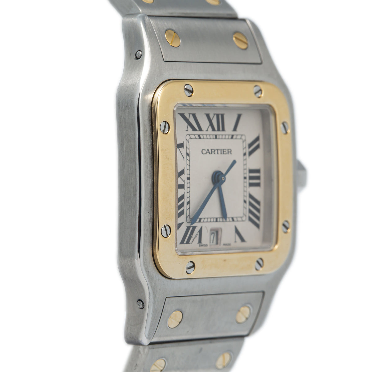 Cartier Santos 1566 W20011C4 18k YellowGold TwoTone Date Roman Quartz Watch 29mm
