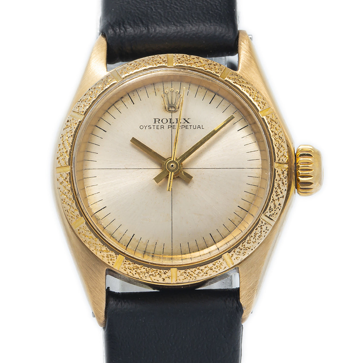 Rolex Oyster Perpetual Zephyr 6801 18k Yellow Gold Silver Dial Ladies Watch 25mm
